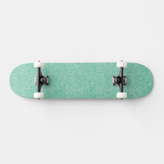 Turquoise Peony Pattern Skateboard (Horizontaal)