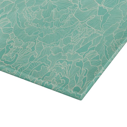 Turquoise Peony Pattern Snijplank (Hoek)