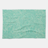 Turquoise Peony Pattern Theedoek (Horizontaal)