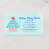 Turquoise, Peppermint Chrismas Cupcake Baking Visitekaartje (Achterkant)