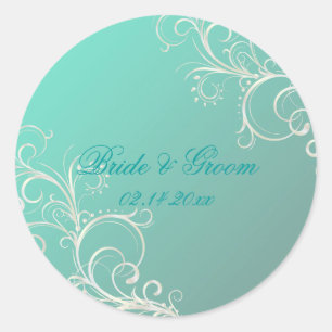 Turquoise perle tourbillonne autocollants de maria