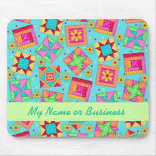 Turquoise Personalized Quilt Blocks Mousepad Muismat