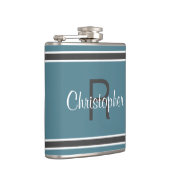 Turquoise Persoonlijke Monogram Naam Initiaal Dran Heupfles (Rechts)