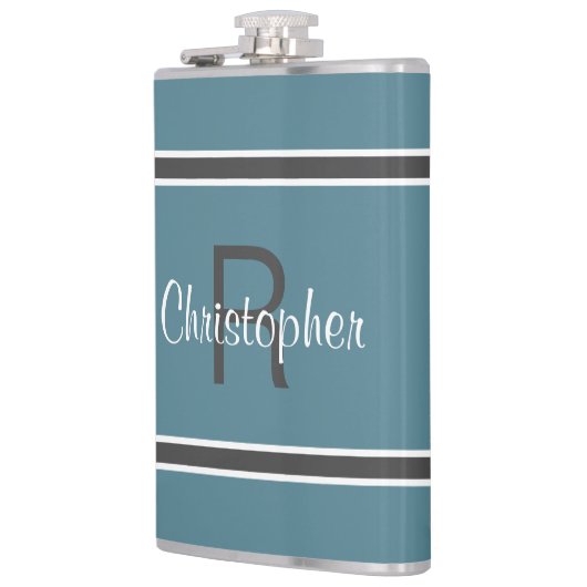 Turquoise Persoonlijke Monogram Naam Initiaal Dran Heupfles (Links)