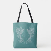 Turquoise Phoenix Twins Canvas tas (Achterkant)