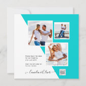Turquoise Photo Wedding Invite QR Code Save Date (Voorkant)