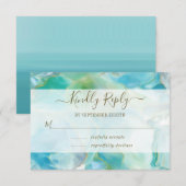 Turquoise Pierre de Réponse au Mariage Aquarelle (Devant / Derrière)