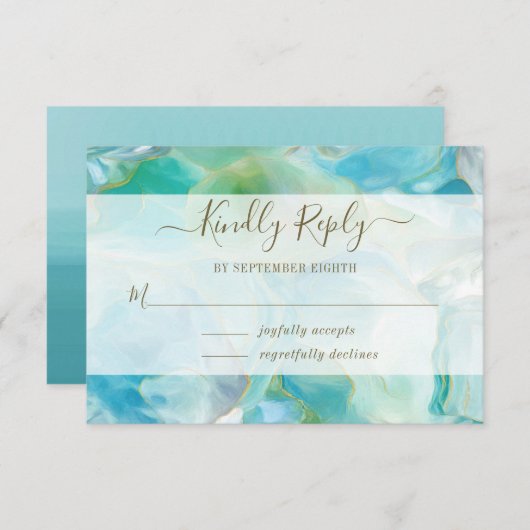 Turquoise Pierre de Réponse de Mariage à l'Aquarel (Devant / Derrière)