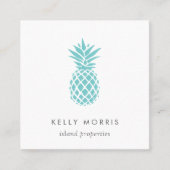 Turquoise Pineapple Vierkante Visitekaartje (Voorkant)
