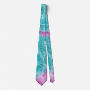 Turquoise Pink Abstract Hawaiian Stropdas