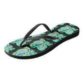 Turquoise Pink Abstracte Art Pattern Teenslippers (Schuin)