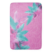 Turquoise Pink Abstracte Hawaiian Flowers Badmat (Voorkant Verticaal)