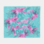 Turquoise Pink Abstracte Hawaiian Flowers Fleece Deken (Voorkant (Horizontaal))