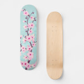 Turquoise Pink Cherry Blossom Skateboard (Voorkant)
