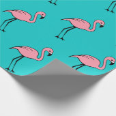 Turquoise Pink Flamingo Gift Wrapping Paper Cadeaupapier (Hoek)