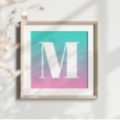 Turquoise Pink Ombre Poster