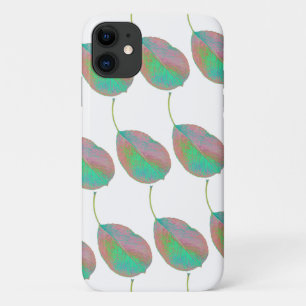 Turquoise Pink Pear Tree Leaf iPhone 11 Hoesje