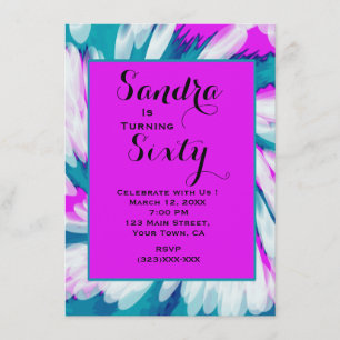 Turquoise Pink Tie Dye Swirl Birthday Kaart