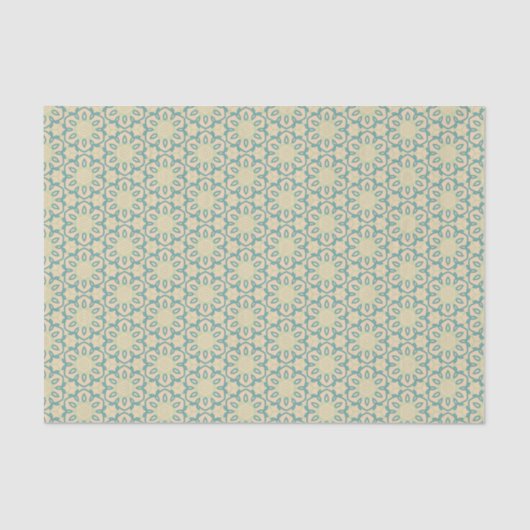 Turquoise Pistache Cream Western Modern Damask Tissuepapier (Voorkant)