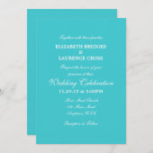 Turquoise Plain Simple Wedding Invitation Kaart (Voorkant / Achterkant)