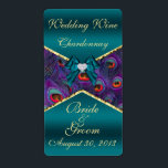 Turquoise Plum Peacock Mariage Vin Étiquette<br><div class="desc"></div>