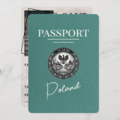 Turquoise Polen paspoort Bewaar de datum Save The Date (Voorkant / Achterkant)