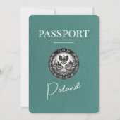 Turquoise Polen paspoort Bewaar de datum Save The Date (Voorkant)