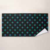 Turquoise polka croise sur noir (Serviette de bain)