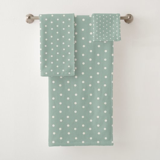 Turquoise Polka Dot Baby Bath Towel Set (En situation)