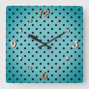 Turquoise polka dot background vierkante klok