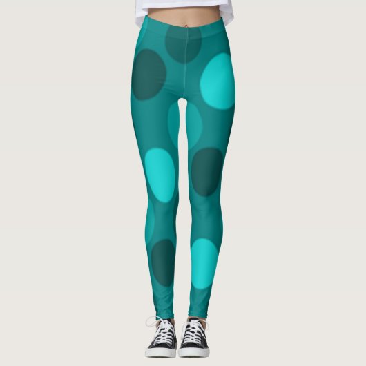 Turquoise Polka Dot Leggings (Voorkant)