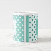 Turquoise Polka Dot Monogram Jumbo Mok (Voorkant)