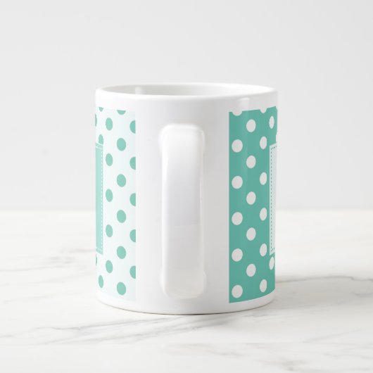 Turquoise Polka Dot Monogramme Jumbo Mug (Dos)