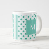Turquoise Polka Dot Monogramme Jumbo Mug (Devant droit)