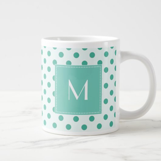 Turquoise Polka Dot Monogramme Jumbo Mug (Droite)