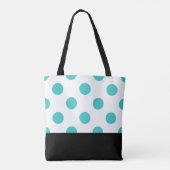 Turquoise Polka Dots met Monogram Tote Bag (Achterkant)