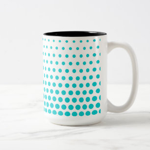 Turquoise Polka Dots Modern White Tweekleurige Koffiemok