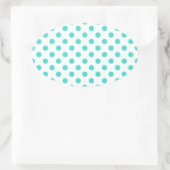 Turquoise Polka Dots Ovale Sticker (Tas)
