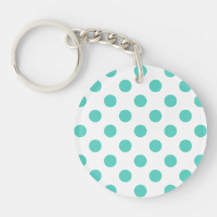 Turquoise polka dots sleutelhanger