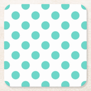 Turquoise polka dots vierkante kartonnen onderzetter