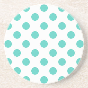 Turquoise polka dots zandsteen onderzetter