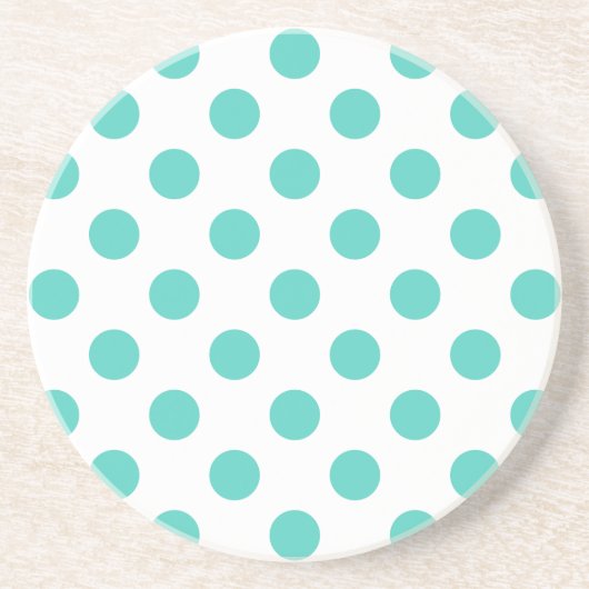 Turquoise polka dots zandsteen onderzetter (Voorkant)