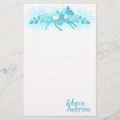 Turquoise Pony persoonlijk Briefpapier (Voorkant)