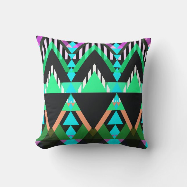 Turquoise Pop Aztec Kussens (Voorkant)