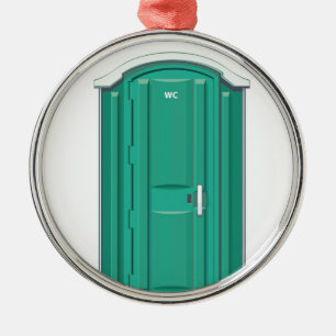 Turquoise Portable Toilet Metalen Ornament