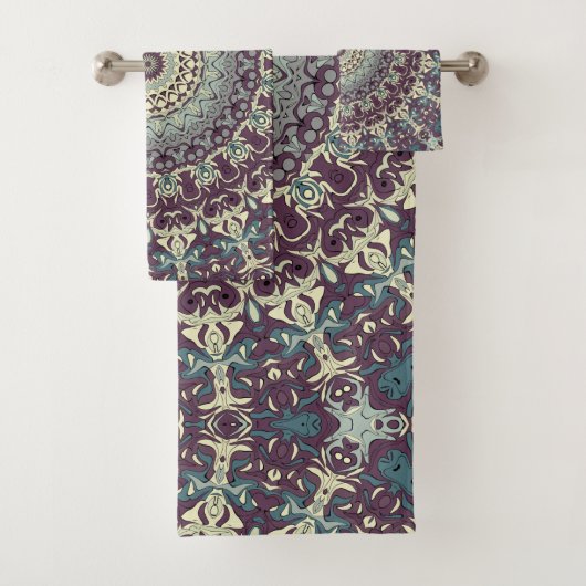 Turquoise pourpre et Motif Mandala crème (En situation)