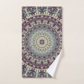 Turquoise pourpre et Motif Mandala crème (Serviette à main)