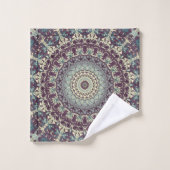 Turquoise pourpre et Motif Mandala crème (Gant de toilette)