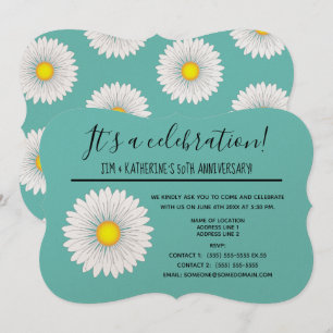 Turquoise Pretty Little Daisy 50ste huwelijksverja Kaart