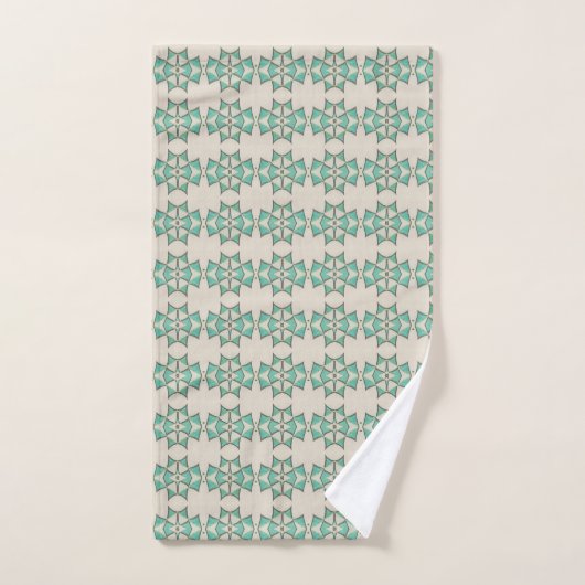 Turquoise Print on White Handdoek (Handdoek)
